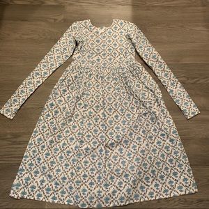 NWT The Loom Blue White Printed Cotton Suit Anarkali Kurta with Pants Sz M